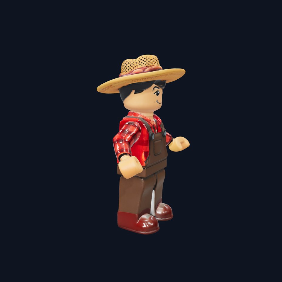 Farmer Character Model Rigged and Animated for Games and VR